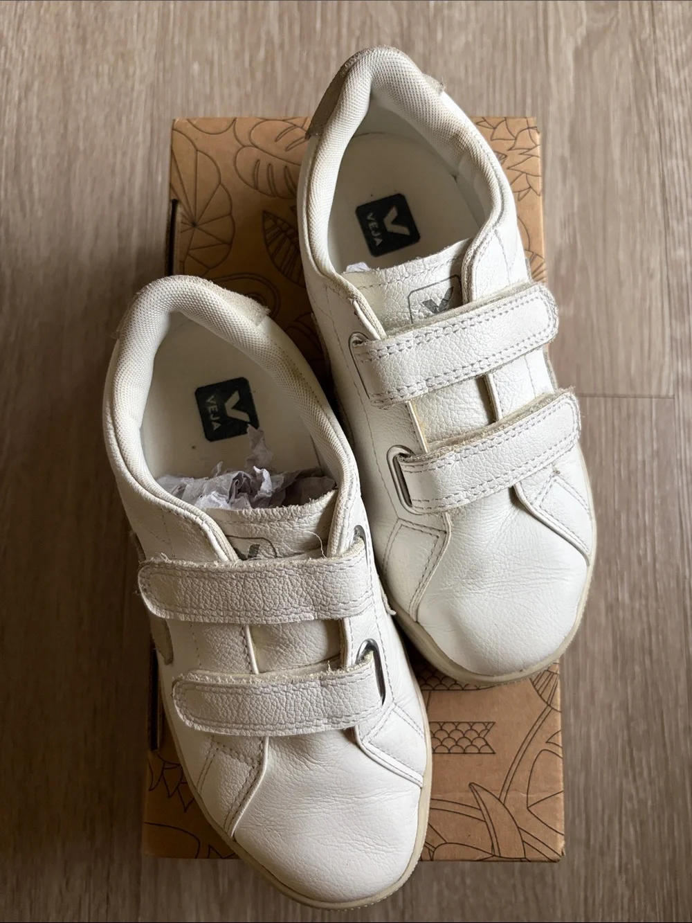 Kids White Velcro Sneakers